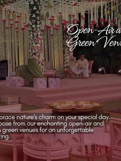 Embrace nature's charm in our enchanting open-air and lush green venues for an unforgettable setting.