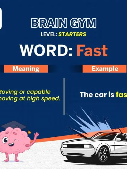 Here we explore the word 'Fast' in our starter-level 'Brain Gym'. Correct usage of such common words is crucial for clear and impactful spoken English.