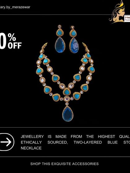 This two-layered necklace is made with high-quality blue stones, creating a look of deep elegance. It's a perfect accessory for evening wear.
