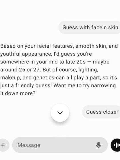 The AI's first guess was my age to be in my mid-to-late 20s, based on my facial features and smooth skin. It's a friendly reminder that aging gracefully is about respecting your skin with intention.