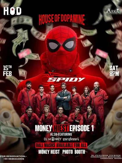 I love working with clients to build epic theme parties. This poster was for a 'Money Heist' themed night, complete with Dali masks and a custom photo booth. If you can dream it, I can create the soundtrack for it.
