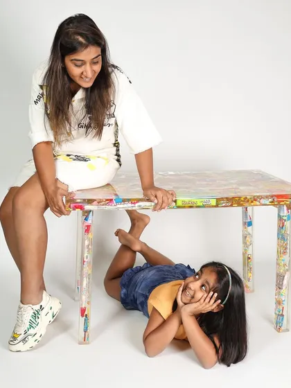 What started as a game of "I Spy" with my daughter turned into a series of art pieces. Here we are with a table that captures her world, preserving the magic of childhood in every layer.