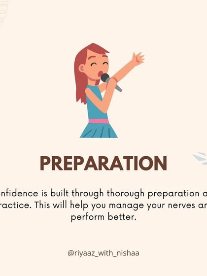 Tip 4 for performance anxiety: Preparation is key. Confidence is built through thorough practice. This will help you manage your nerves and perform better.