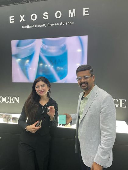 I am always exploring the latest global technologies, like Exosomes, to offer my patients the most advanced treatments available. Here I am at Dubai Derma 2024, learning about this proven science for hair and skin regeneration.