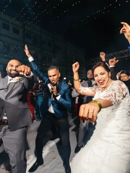 The dance floor is the place to be! The bride and groom lead the party, dancing with their guests and having an amazing time.