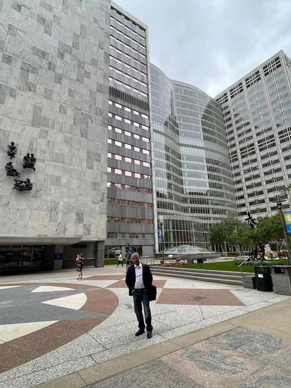 Standing in the courtyard of the Mayo Clinic. The blend of modern architecture and timeless values here is something I deeply admire and strive to emulate.
