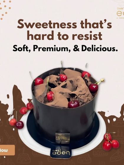 Sweetness that's hard to resist. This premium chocolate cake is wrapped in a chocolate collar and topped with fresh cherries, offering a soft, delicious, and utterly irresistible dessert.