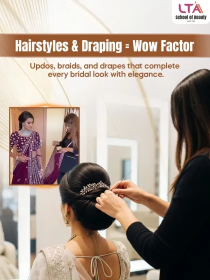 Mastering bridal looks is a cornerstone of a successful styling career. We provide in-depth training in creating elegant hairstyles and perfecting the art of draping, ensuring you can deliver that 'wow factor' for every client.