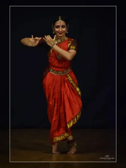 A still from a piece on Shri Krishna, showing the classic stance and expressive quality of the character.
