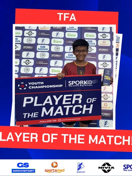 Sweat, sacrifice, success. A player proudly receives his well-deserved Player of the Match award.