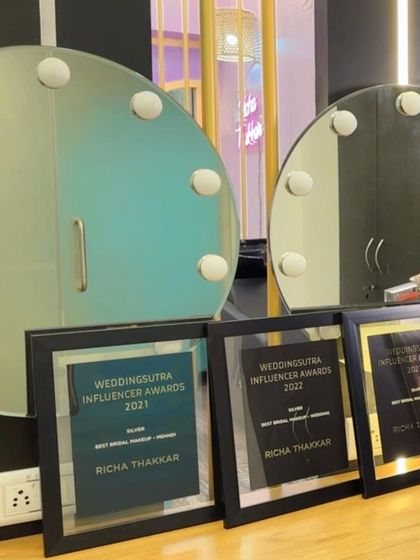 A collection of my WeddingSutra Influencer Awards from 2021, 2022, and 2023. I am so proud to have been recognized for my work consistently over the years.