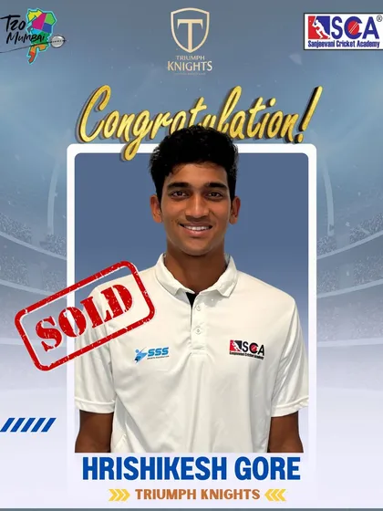 Our batting sensation Hrishikesh Gore joins the Triumph Knights. His all-round abilities are set to make a significant impact on the big stage in Mumbai cricket.