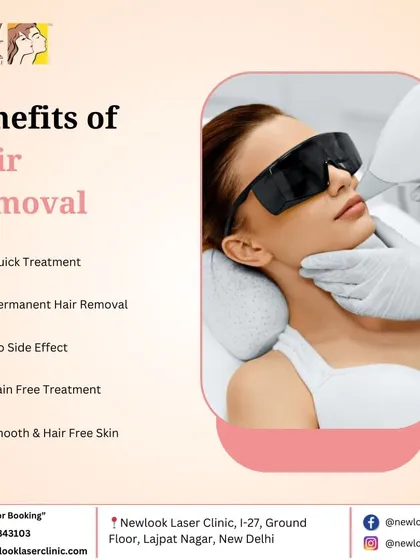 This graphic outlines the key benefits of choosing our laser hair removal service. We focus on providing a quick, pain-free treatment with no side effects, leading to permanent hair removal and consistently smooth skin.