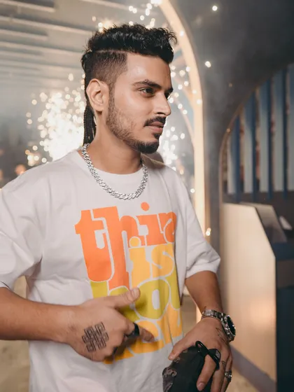 Walking into the console with fireworks going off is a feeling like no other. This shot from my gig at Bhugol, Bilaspur, captures the high-energy, concert-level production I bring to clubs across the country.