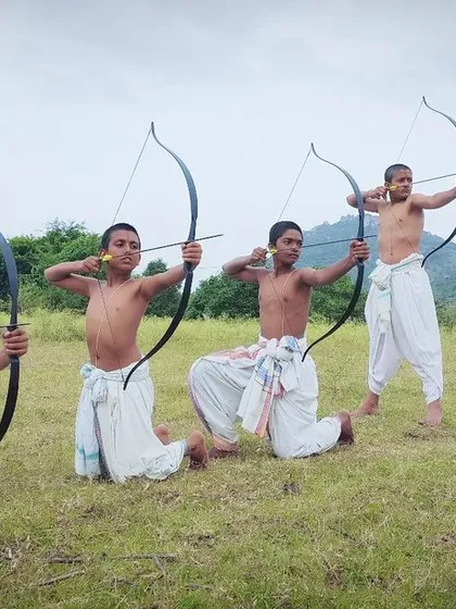 "Children attain competence through Dhanurvidya, just as an arrow finds refuge in the bow." These young boys embody this truth, finding their strength and purpose through this sacred art.