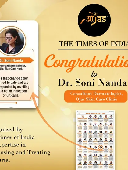 We are incredibly proud that our founder, Dr. Soni Nanda, has been recognized by the Times of India for her expertise in diagnosing and treating Urticaria. Her dedication to patient care is the foundation of our clinic.