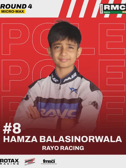Hamza Balasinorwala takes pole in the Micro Max qualifying at Round 4.