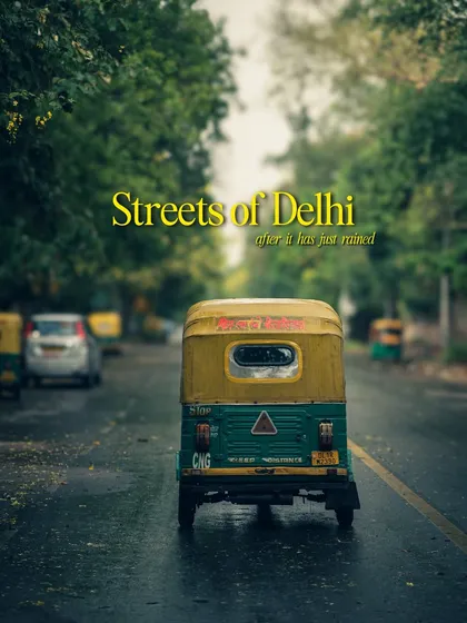 I love finding the beauty in my home city, Delhi. This shot of an auto-rickshaw on a wet road after the rain showcases the moody, cinematic style I bring to my films, turning an everyday moment into something special.