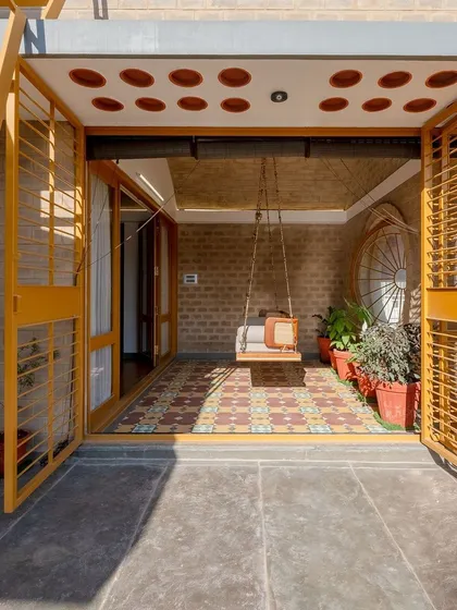 The folding grill doors secure the lounge while still allowing for views and ventilation.