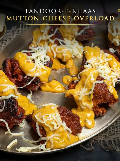 Brace yourself for a flavor explosion! Our Tandoor-E-Khaas Mutton Cheese Overload is here to satisfy every cheesy, meaty craving.