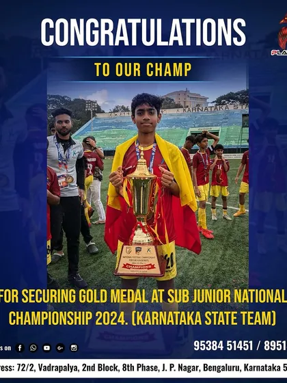 This is what glory looks like. We are incredibly proud of our player for securing a gold medal at the Sub-Junior National Championship with the Karnataka State Team. This is the result of years of discipline and hard work, proving our pathway to pro-level success is real.
