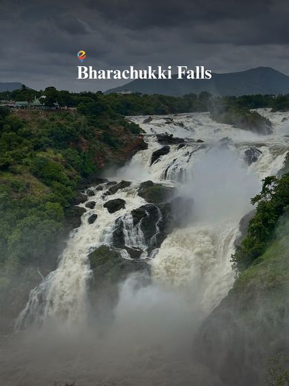The breathtaking Bharachukki Falls, another highlight of the Shivanasamudra tour. The viewpoint offers a fantastic perspective of the cascading water.