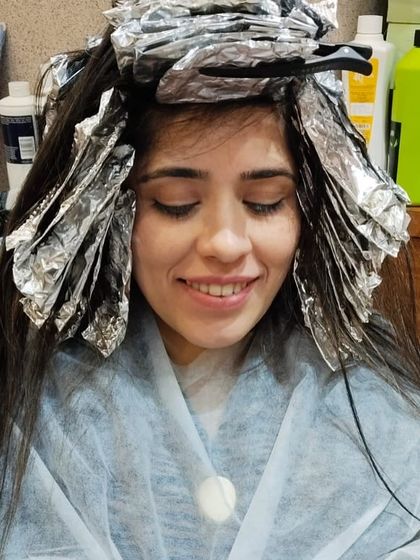 The joy and anticipation during a colour service. I make sure my clients are comfortable and relaxed while I work on creating their dream hair.