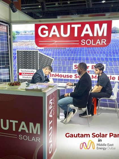 A view of our booth at the Middle East Energy Expo in Dubai, where we showcased our in-house solar module manufacturing capabilities.