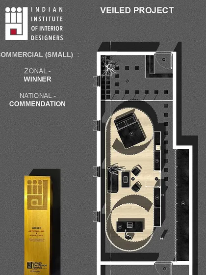 We are honored to have our work recognized by the Indian Institute of Interior Designers. Our 'Veiled Project' received the Zonal Winner and National Commendation awards, a testament to our team's commitment to pushing the boundaries of commercial design.