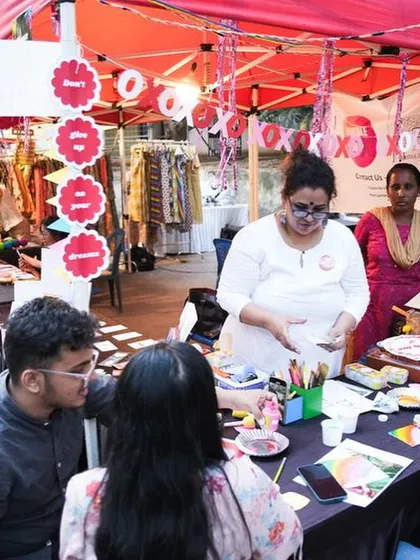 A snapshot from Day 2 of a festival, showing a workshop in progress. Our events are a hub of activity, with something to see, do, and learn at every corner.