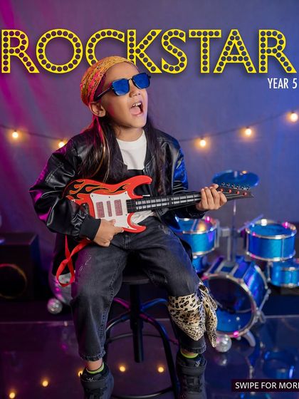 A magazine-style cover for "Rockstar Year 5," a fun way to commemorate a milestone.
