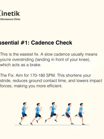Essential number one for improving your pace is the Cadence Check. A slow cadence, typically below 165 steps per minute, often means you're overstriding, which acts as a brake and increases impact forces. Aiming for 170-180 SPM is an easy fix for better efficiency.