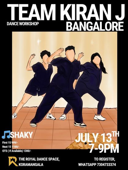 Workshop poster for Team Kiran J, known for their high-energy freestyle and commercial routines.