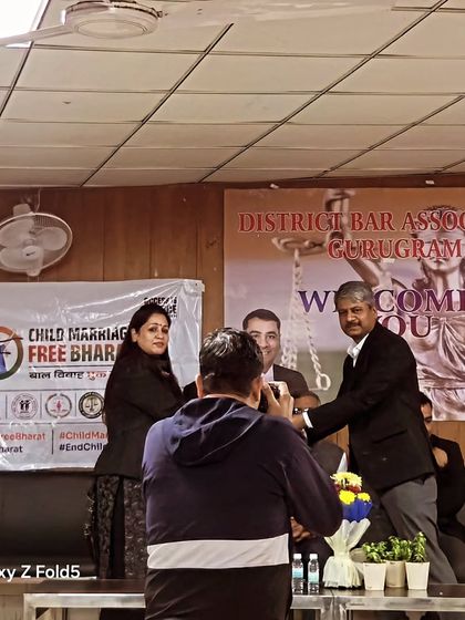 Receiving a token of appreciation at the 'Child Marriage Free Bharat' event. It is a collective effort to bring about social change.