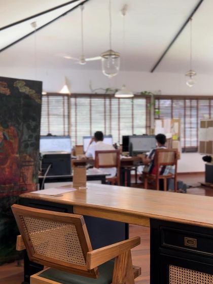 A glimpse of the architects at work in our Goa studio. The open layout encourages collaboration and the sharing of ideas.