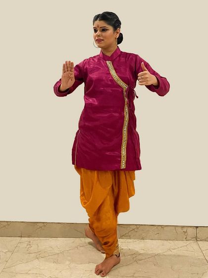 It was a dream come true to perform at the Ram Mandir in Ayodhya for Ram Navmi. This pose, in a traditional male costume, is from my performance there, a moment where I felt truly connected to the temple traditions of Kathak.