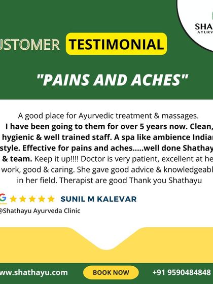 A patient of over five years shares their experience with my treatments for general pains and aches. They emphasize the clean, hygienic environment and the well-trained, knowledgeable staff that make our clinic effective and trustworthy.