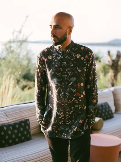 Another look at my Sangeet outfit for the wedding in Greece. I always make sure my style fits the vibe of the event.