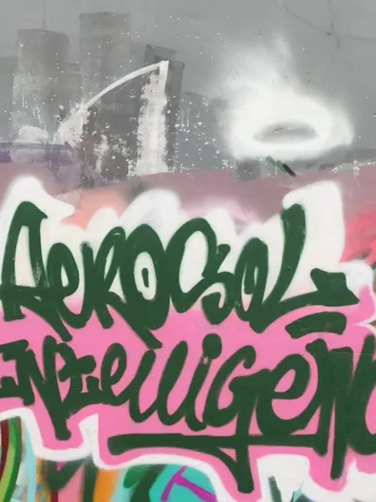 Tagging for my other crew, 'Aerosol Intelligence'. The lettering style is sharp and technical.