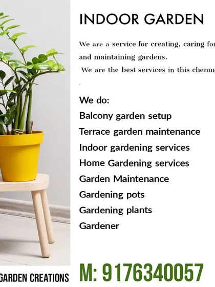 We are a professional service for creating, caring for, and maintaining indoor gardens in Chennai. We handle everything from balcony garden setups and terrace maintenance to providing gardening pots and plants.