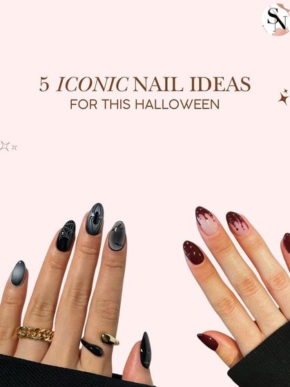 The title card for my iconic Halloween nail ideas, showcasing two spooky and stylish designs.