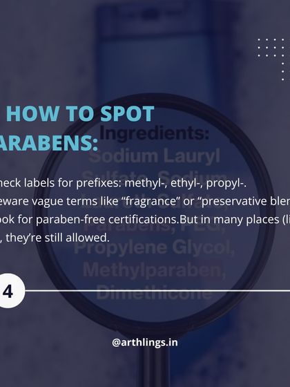 How can you spot parabens in your products? This graphic gives you practical tips, like checking labels for prefixes like methyl and propyl, and being wary of vague terms like "preservative blend".
