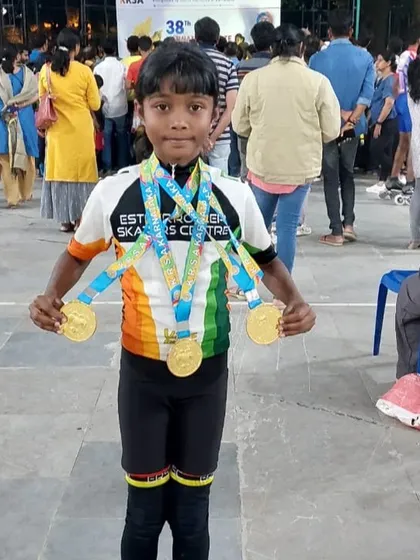 This is the result of dedication and consistent practice. I am so proud to see our young skaters like Veeksha achieve their goals and shine at state-level selections. Her three gold medals are a testament to her hard work.