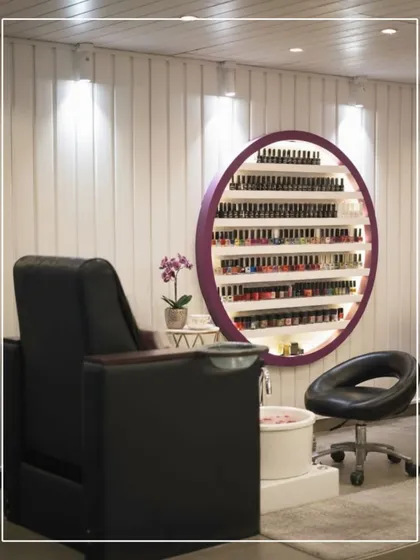 A glimpse into my salon space, where I perform all spa manicure and pedicure services. I ensure a clean, comfortable, and professional environment, complete with a wide selection of premium polishes for you to choose from.
