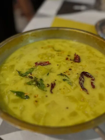 A delicious and creamy vegetable curry, an example of the comforting and wholesome dishes we prepare. Sattvic food is designed to be easily digestible and calming for the mind.