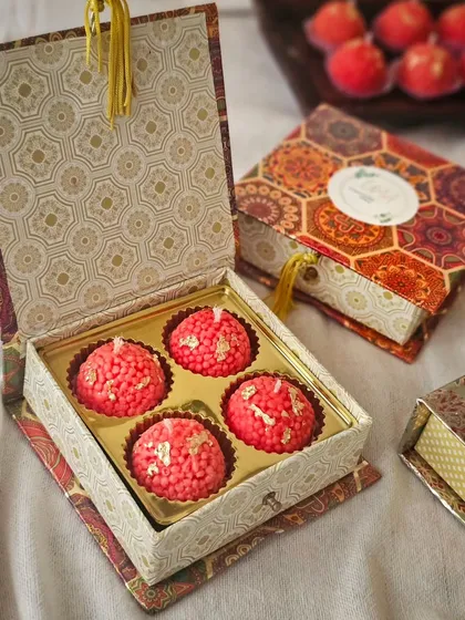 Gifting should be a joy, which is why I created these Motichoor Ladoo candles. They look just like the real sweet treat and come in a premium box, making them a unique and memorable gift for any festival or celebration.
