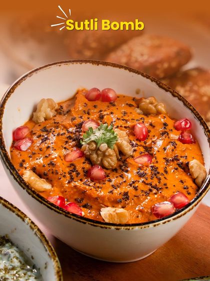 My 'Sutli Bomb' is a rich and explosive Muhammara dip.