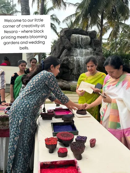 (Image) Welcome to a little corner of creativity at a beautiful wedding. I set up block printing stations that blend right into the celebration, giving guests a chance to make their own unique, handcrafted keepsakes.