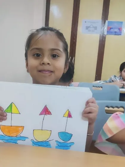 Another wonderful sailboat drawing, this time with added details like waves. It’s great to see students building on the basic concepts they learn.