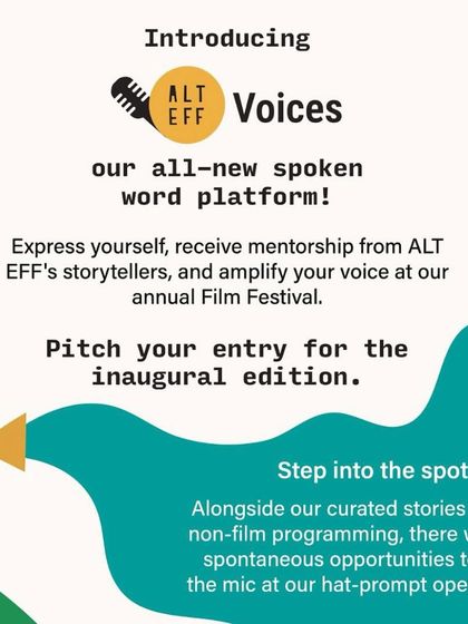 An introductory graphic for the ALT EFF Voices spoken word platform.